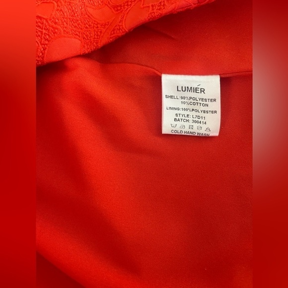 Lumier by Bariano high low jacquard dress Sz. L red - Picture 5 of 6